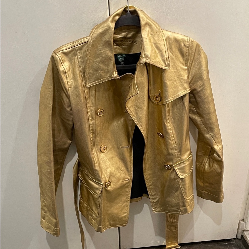 Ralph Lauren Metallic Gold Leather Trench jacket